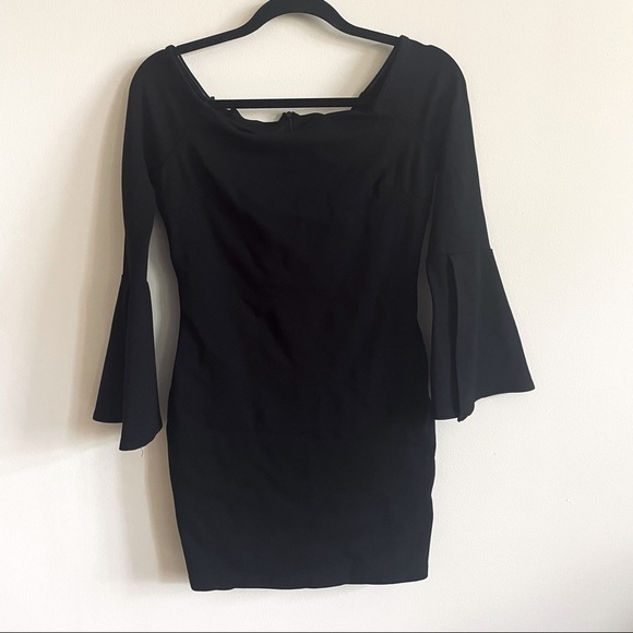 LULU’S Black Bell Sleeve Mini Dress Sz Med - Picture 1 of 6